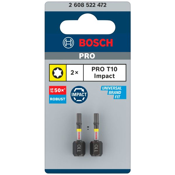 BOSCH PRO Embout Torx impact T10, 25 mm, 2 pièces