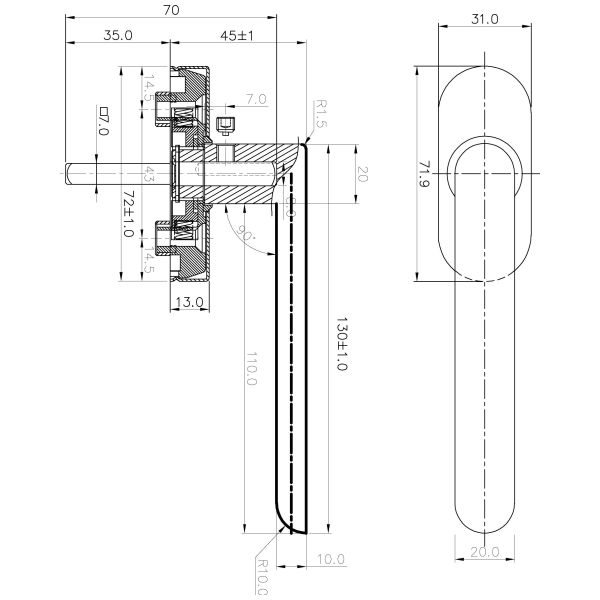 NICKAL Poignée de fenêtre 5142/4700