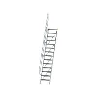 Escalier 60° largeur de marche 600 mm 14 marches aluminium strié