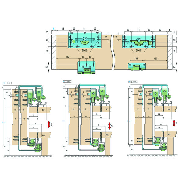 SiSCO SiSTEM Garn. porte coul. int. série 1700 3 v. gche
