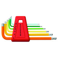 Hexagon key L-wrench set, with ball point powder-coated, Number of screwdrivers: 6