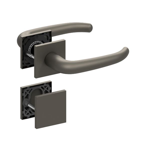 Qolibri Pullbloc® ultra Drückergarnitur 1103 Quadratrosetten Titan satin