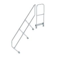 Schody s plošinou 45° druhé zábradlí 6 stupňů