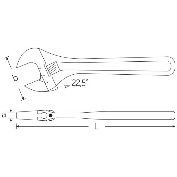 Cheie reglabilă cu capăt deschis max.SW 24mm L.161mm