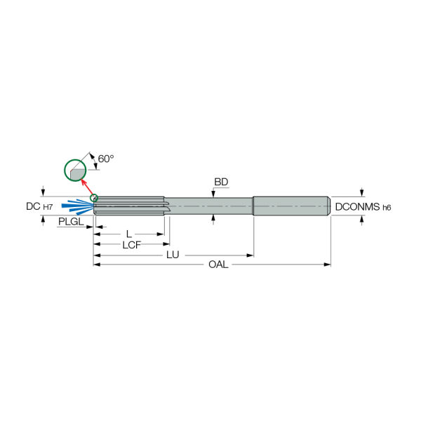 RM-MTR-0850-H7S-CS-C EVO UOP Solid Carbide Reamers with Straight Flutes, Unequal Pitch and Coolant Holes for High Speed Reaming Blind Holes