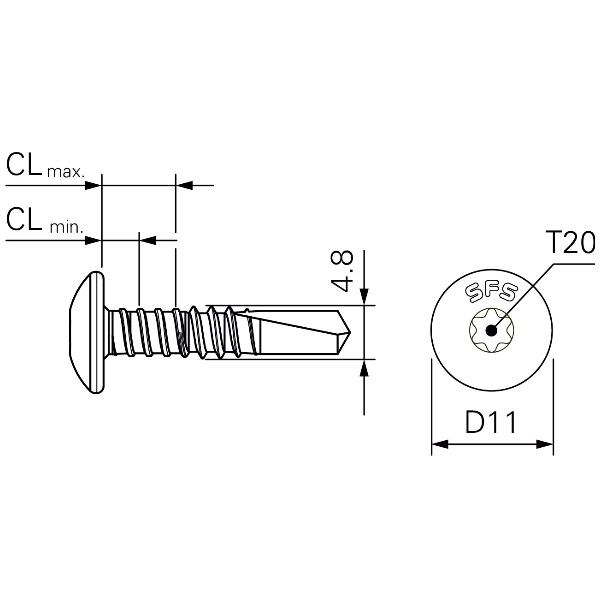SFS SFS Vis autoperceuses SDA5/3,5-7-D11/T20-4,8X23-A4