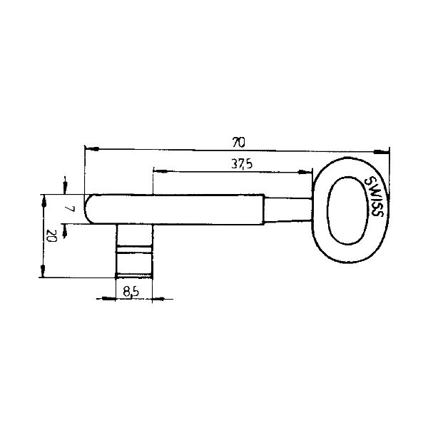 Glutz Zifferschlüssel vernickelt zu Einsteckschlösser