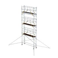 Gördülő állványzat SG 0,75 x 3,0 m stabilizátorokkal Platformmagasság 6,43 m