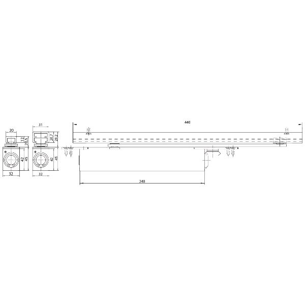 GEZE Gleitschiene mit mech. Feststellung zu Boxer silber