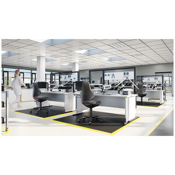 ESD-arbetssnurrstol TEXON, tygklädsel, med hjul, låg, Sitsfärg: ESD