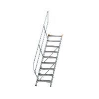 Escalier 45° largeur de marche 600 mm 9 marches aluminium strié