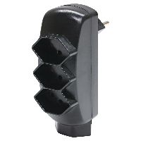 Branching plug without switch 4xT13 black