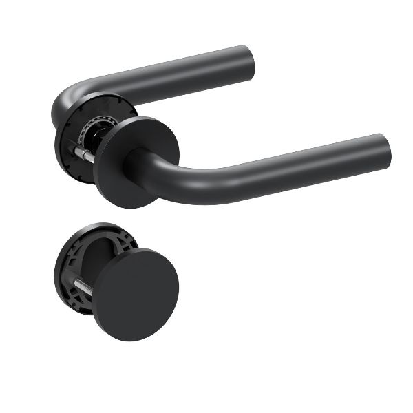 Qolibri Pullbloc® ultra Drückergarnitur 1100 Rundrosetten Black satin