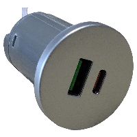 Built-in socket outlet with double USB-A+C connection titanium