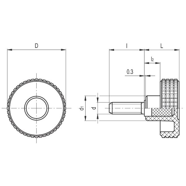 ELESA Kordelschrauben PP sw/Stahl zn MBT.60 p-M12x30