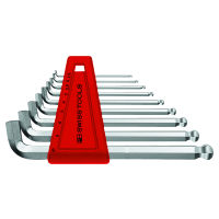 6-kant-Winkelschraubendreher-Satz, kurzer Schenkel, mit Kugelkopf verchromt, Anzahl Schraubendreher: 9