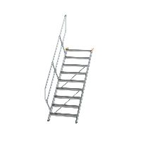 Escalier 45° largeur de marche 800 mm 9 marches aluminium strié