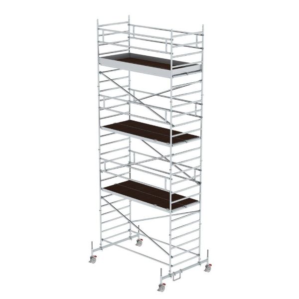 Rollgerüst 1,35 x 3,0 m mit Fahrbalken und Doppel-Plattform Plattformhöhe 6,45 m