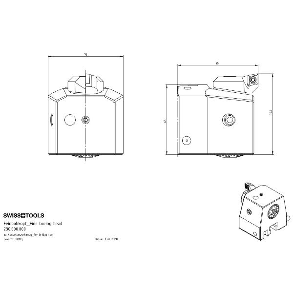 Feinbohrkopf ohne Wendeplattenhalter