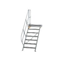 Schody s plošinou 45° šířka stupně 800 mm 7 stupňů hliníkové rýhované