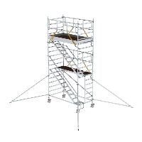 Gördülő állvány SG 1,35 x 2,45 m ferde lépcsőkkel és kinyúló platformmal, magasság 4,47 m