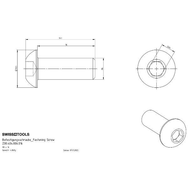 Rögzítő csavar M6 x 16