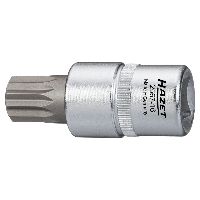 Oil service screwdriver socket ∙ 1/2 inch (12.5 mm) square, hollow ∙ Internal serration profile XZN with pin ∙ Size M16