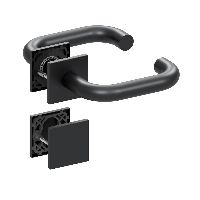Qolibri Pullbloc® ultra Drückergarnitur 1104 Quadratrosetten Black satin