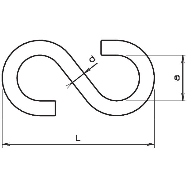 Crochets S forme ouverte inoxydable A2 3x34