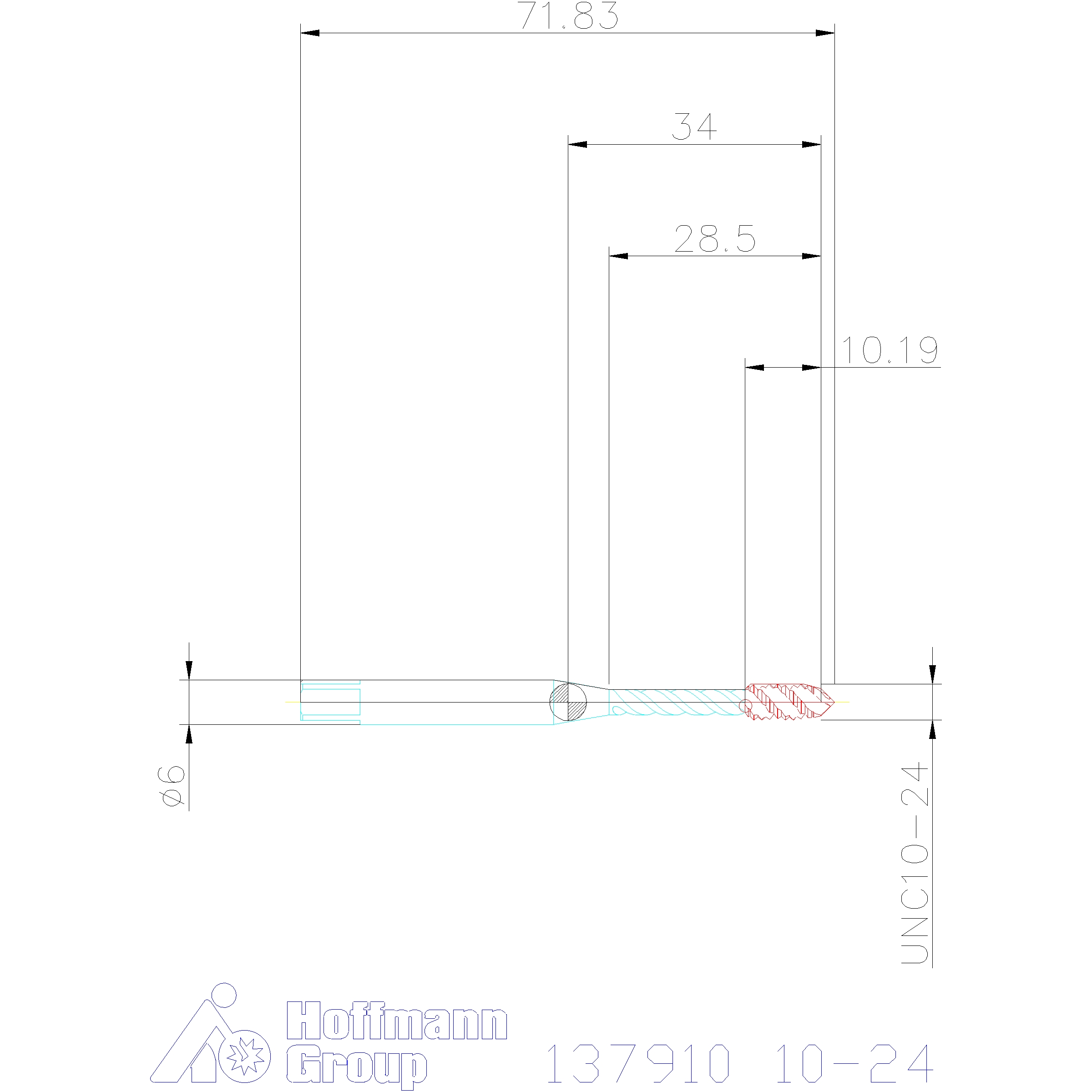 HOLEX Pro Tap strojni ureznik HSS-E, TiN, UNC: 10-24