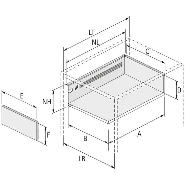 Hettich Kit de tiroir MultiTech H118 LN 550 mm ga/dr blanc