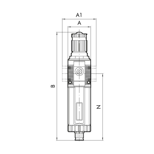 Filterregler »SYNTESI«, BG1, G 1/4, 20µm, 0…10bar, RA, ohne Manometer