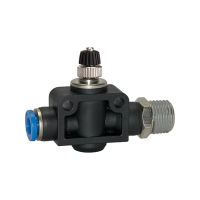 Clapet anti-retour à étranglement « série bleue », droit, R 1/8 extérieur Ø 4 mm