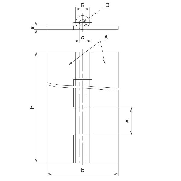 Charnière à piano acier brut sans trou 32x1,5x2000mm