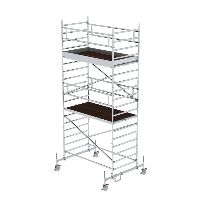 Gördülő állvány 1,35 x 2,45 m, mozgatható gerendával és dupla platformmal Platform magassága 4,66 m