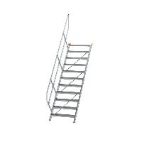 Escalier 45° largeur de marche 800 mm 11 marches aluminium strié