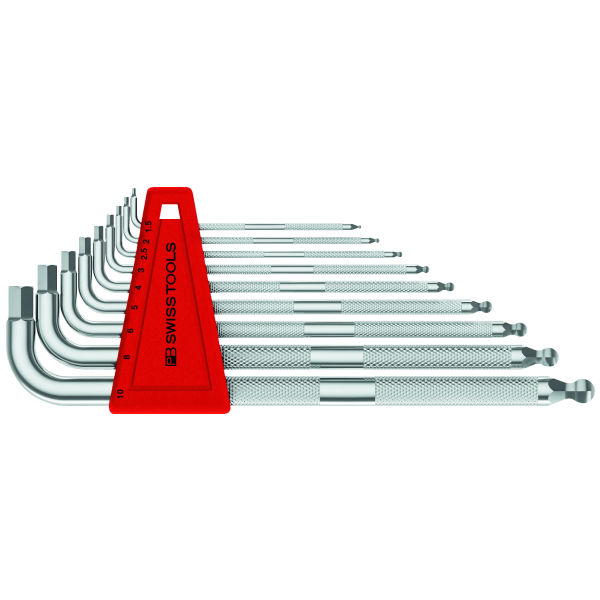 6-kant-Winkelschraubendreher-Satz, lang mit Rändelung, Anzahl Schraubendreher: 9