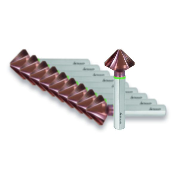 Pack promotionnel Fraise à chanfreiner de précision 90° avec pas différentiel et 3 méplats, 10 pièces