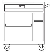 Postes de travail informatiques avec volet d'imprimante, à roulettes