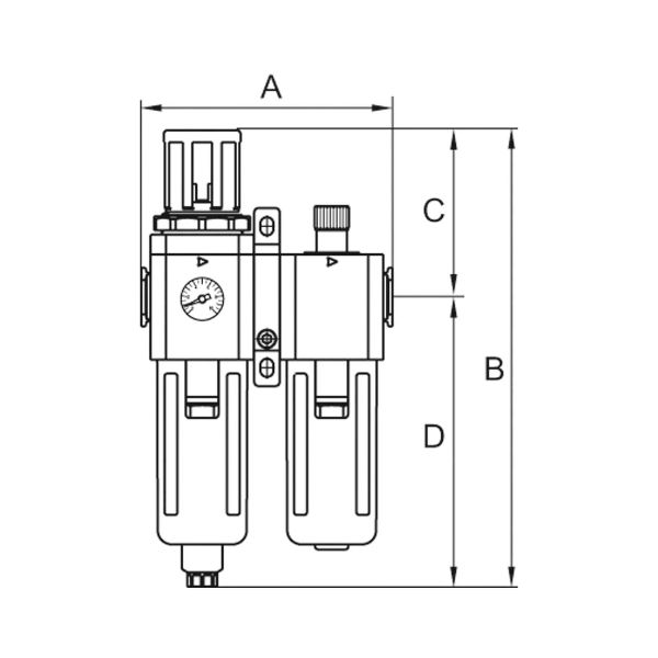 Wartungseinheit 2-teiling »GA«, Polycarbonatbehälter, BG 300, G3/8, 1, 5-9 bar, HA