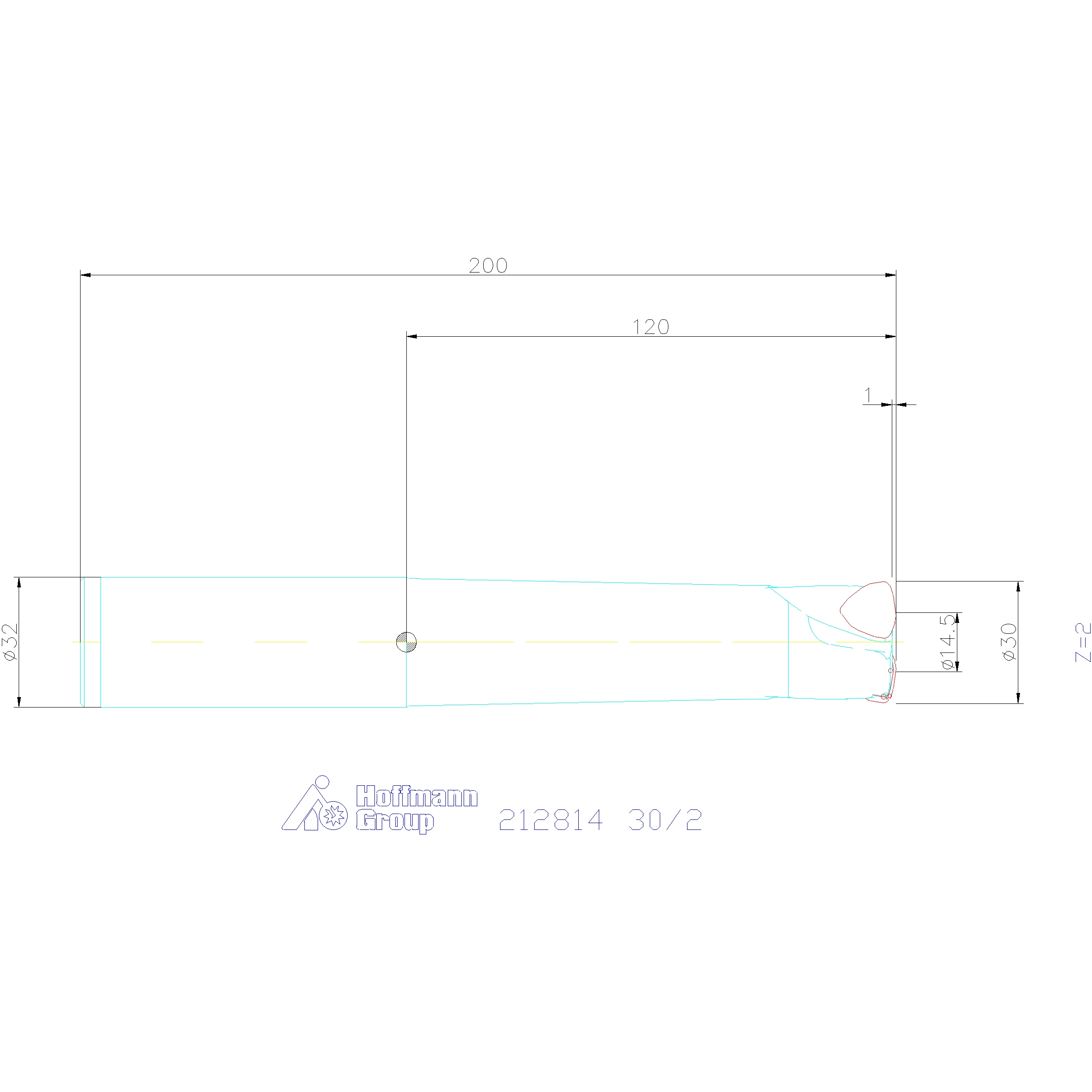 Fresa ad alto avanzamento Power Q con codolo cilindrico, per inserti XD.., ⌀ D / Numero taglienti Z: 30/2mm