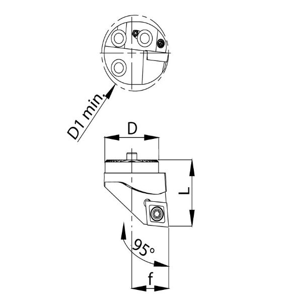 Vyměnitelná řezací hlava Ø 16 - SCLCL - CC..06 02..vlevo / f=11 / 95°