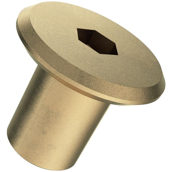 Flachkopf Hülsenmuttern SW5 Stahl vermessingt M6x14,4/9/17