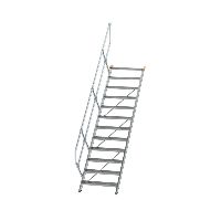 Escalier 45° largeur de marche 800 mm 12 marches aluminium strié