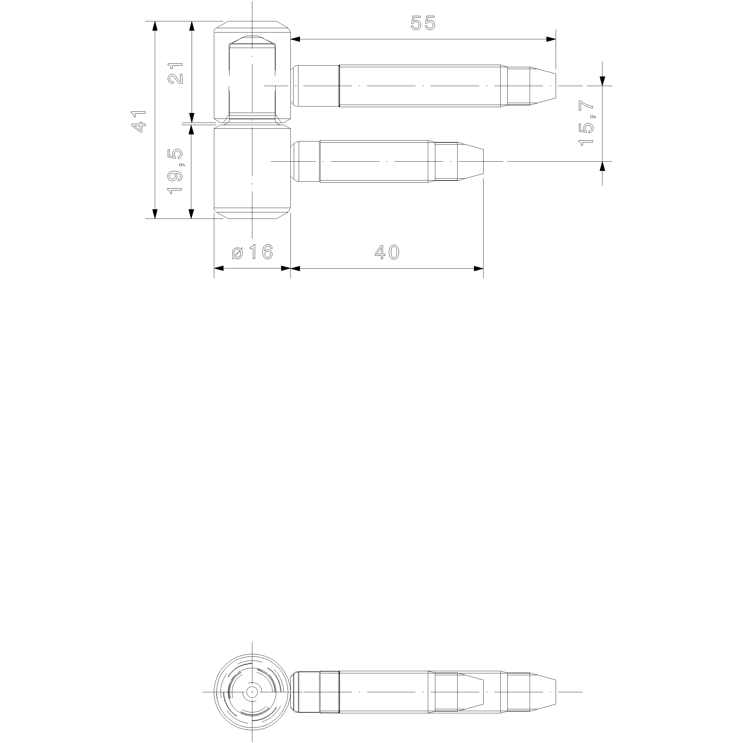 SFS Fiche à 2 tiges sur cadre B16R noirci