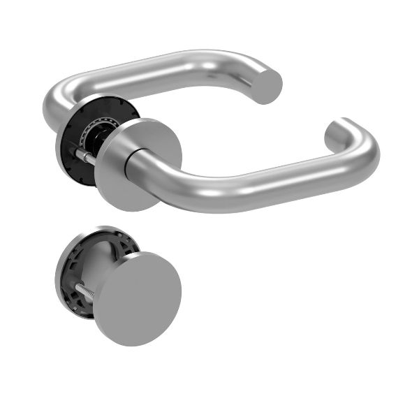 Qolibri Pullbloc® ultra Drückergarnitur 1104 Rundrosetten Edelstahl matt