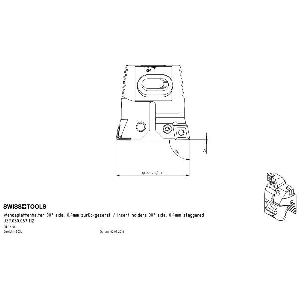 Porta-inserti sfalsato di 90° - Z55 / CN.. 12 04 ..