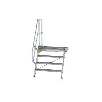 Schody s plošinou 60° šířka nášlapu 1000 mm 4 stupně hliníkové drážkované