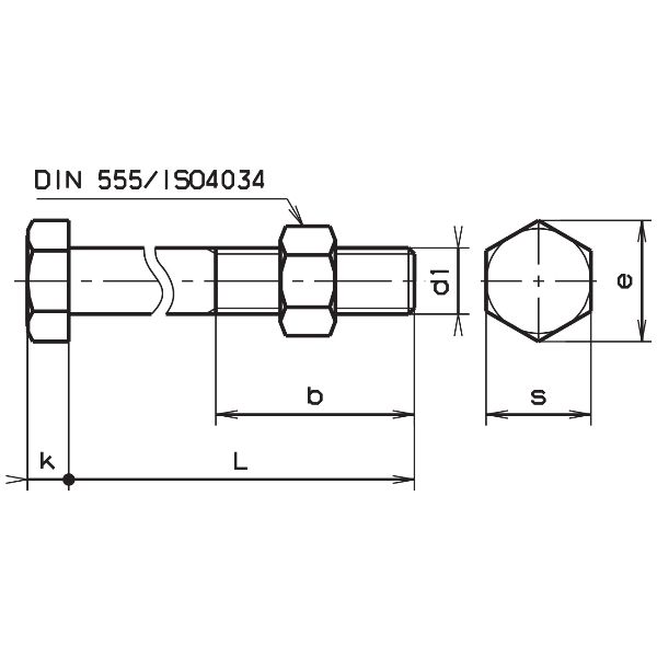 Viti a testa esagonale con dadi DIN 601 / ISO 4016-4.6 zincato blu M5x45mm