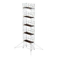 Gördülő állvány SG 1,35 x 3,0 m kinyúló résszel és dupla platformmal Platform magassága 11,47 m